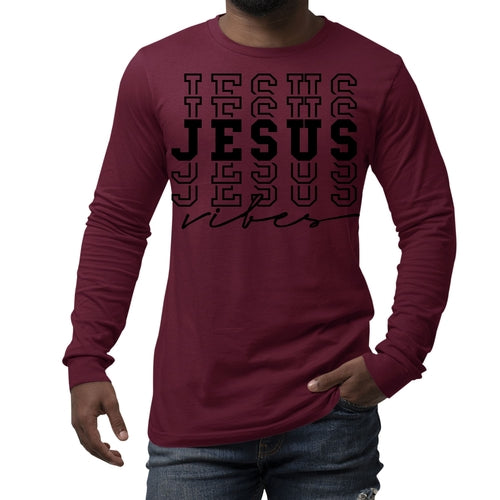 Mens Long Sleeve Graphic T-shirt Jesus Vibes