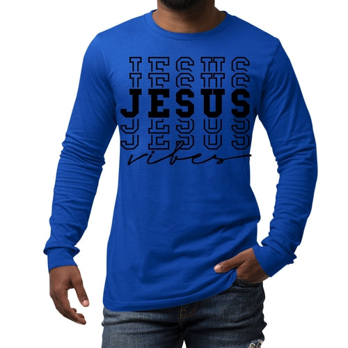 Mens Long Sleeve Graphic T-shirt Jesus Vibes