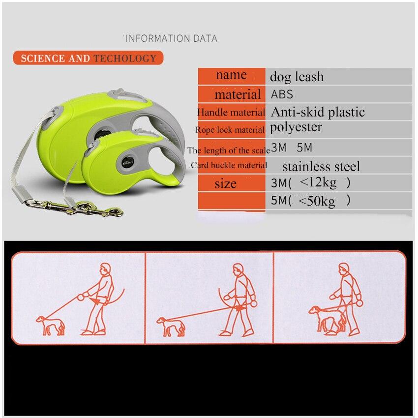 Durable Pet Dog Leash Automatic Retractable Nylon Pets Traction Rope