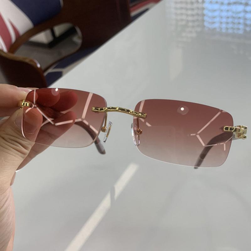 VENGOM Rimless Sunglasses for Men and Women, Handmade Walnut Wood