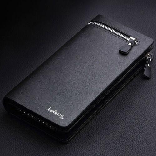 Men Leather Bifold Credit Card Holder Wallet Checkbook Zip Coin Purse