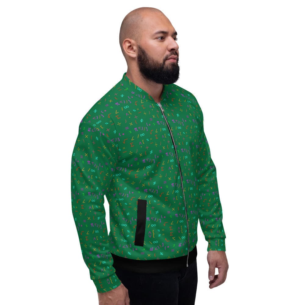 Bomber Jacket for Men - Green Math Equations Pattern