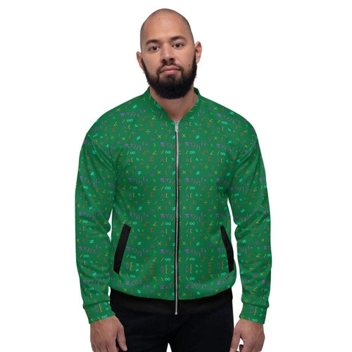 Bomber Jacket for Men - Green Math Equations Pattern